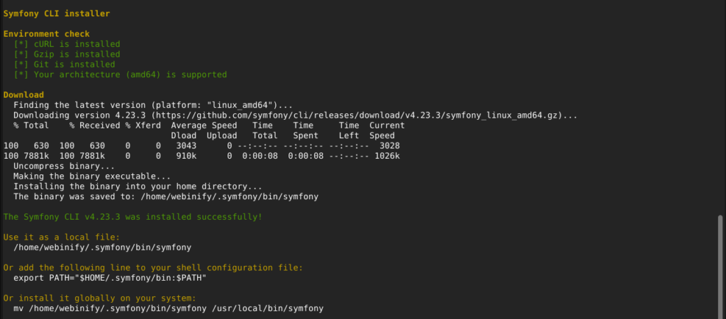Webinify Creative Installer Symfony Cli Sur Ubuntu Tutoriel